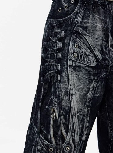 Jeans Patchwork Futurista con Cintura Ajustable y Silueta Definida - Image 10