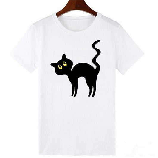 Camiseta Negra Estampado Patitas de Gato - Diseño Europeo Manga Corta - Image 7