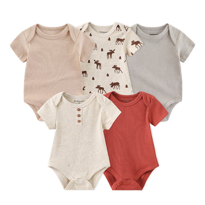 Conjunto de 5 Piezas en Algodón para Bebé - Romper de Manga Corta Acanalado - Image 5
