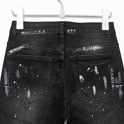 Jeans Rectos Rotos con Efecto Paint Splash y Stretch para Hombre - Image 2