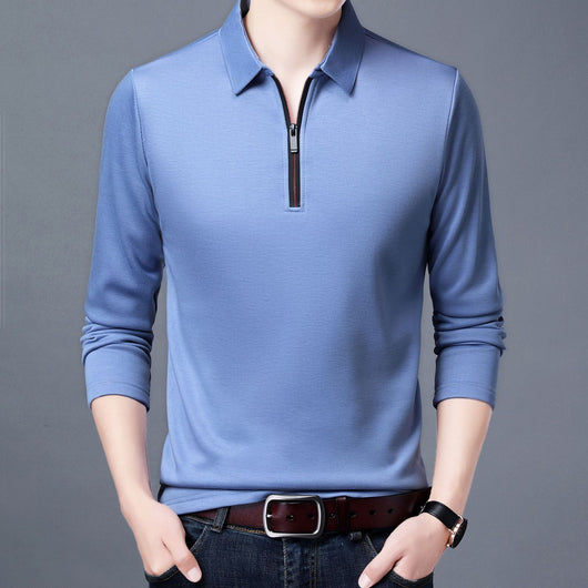Camiseta Manga Larga con Cuello Solapa y Cierre Parcial para Hombre - Image 6