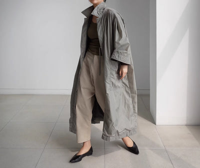 Abrigo Largo Tipo Gabardina para Mujer Talla Grande - Primavera y Otoño - Image 45
