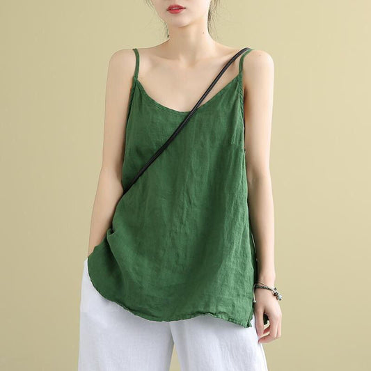 Camiseta Suelta de Algodón y Lino para Mujer - Estilo Literario Casual