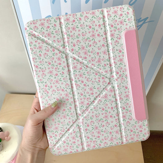 Funda Protectora para iPad Pro 13 con Diseño Floral y Ranura para Lápiz
