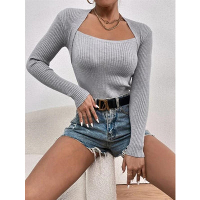 Blusa Ajustada de Punto Manga Larga para Mujer - Image 8