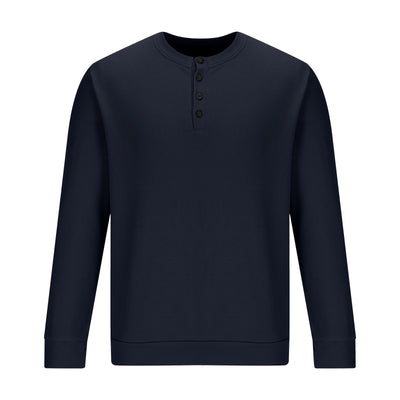 Camiseta Henley Suelta de Algodón Texturizado Manga Larga - Image 21
