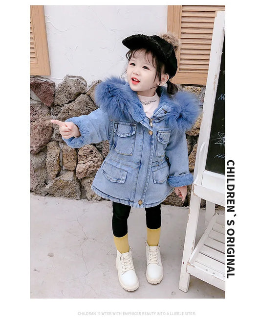 Chaqueta de Niña Denim con Forro de Terciopelo para Otoño e Invierno - Image 23