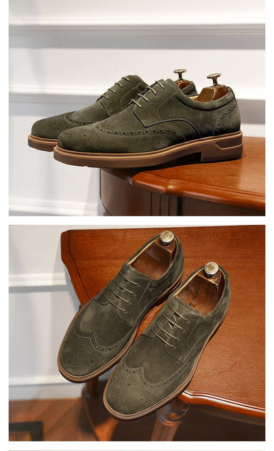 Zapatos de Cuero Ante Grabado Vintage Transpirables para Hombre - Image 10