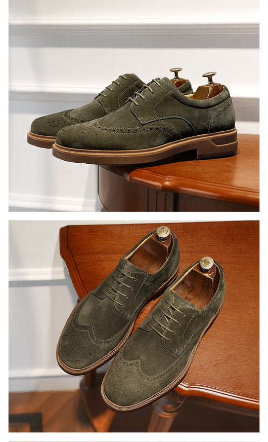 Zapatos de Cuero Ante Grabado Vintage Transpirables para Hombre - Image 10