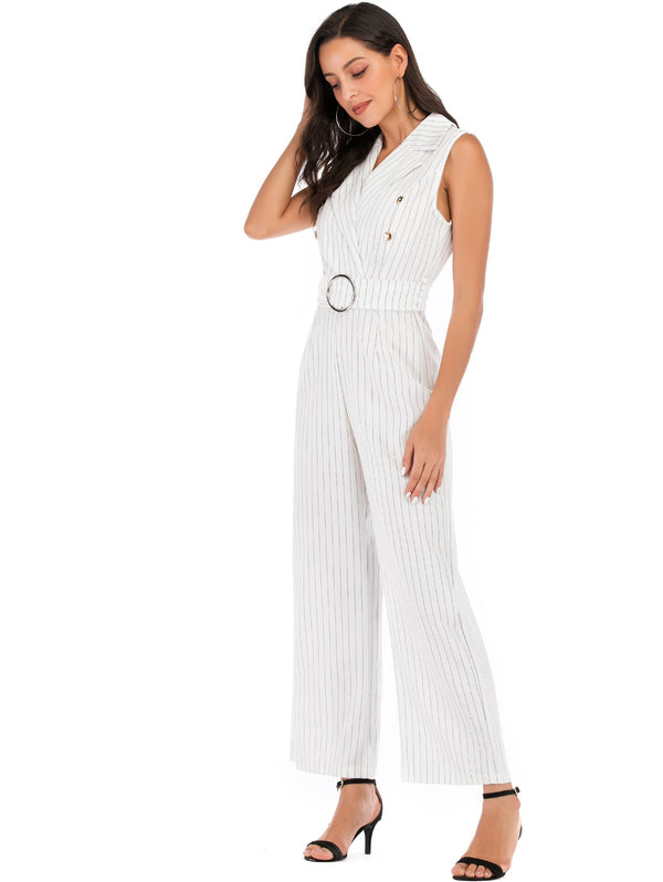 Jumpsuit Elegante sin Mangas con Cinturón para Mujer