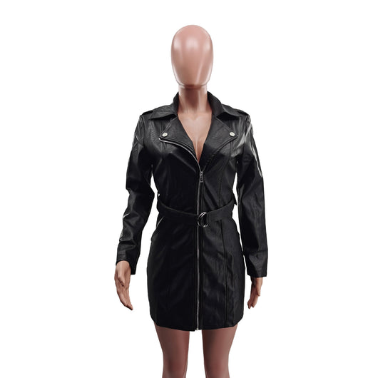Chaqueta de Cuero Motociclista Slim Fit para Mujer - Image 9