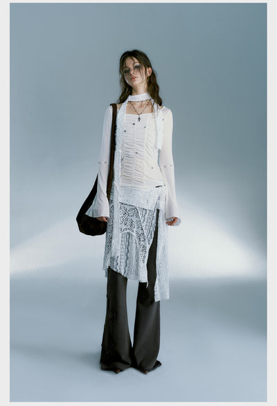 Falda Romántica Blanca Street Style - Image 8