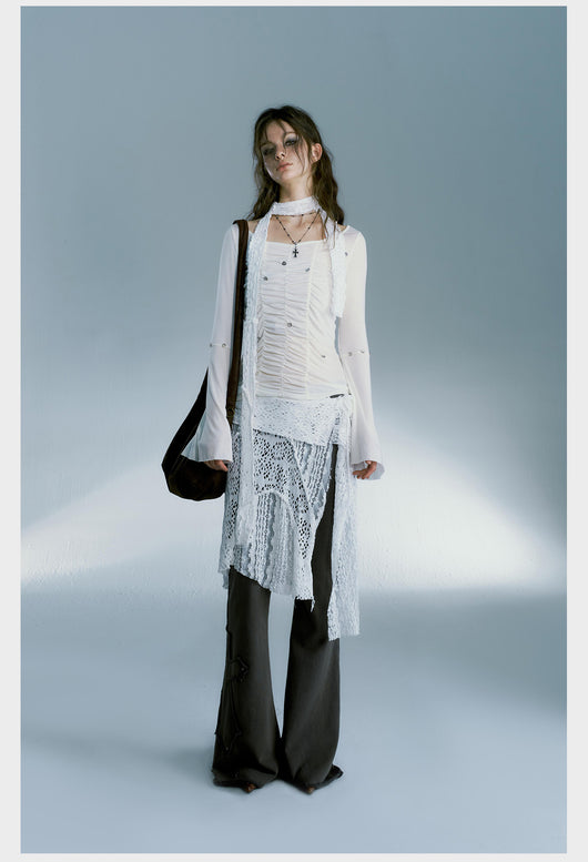 Falda Romántica Blanca Street Style - Image 8