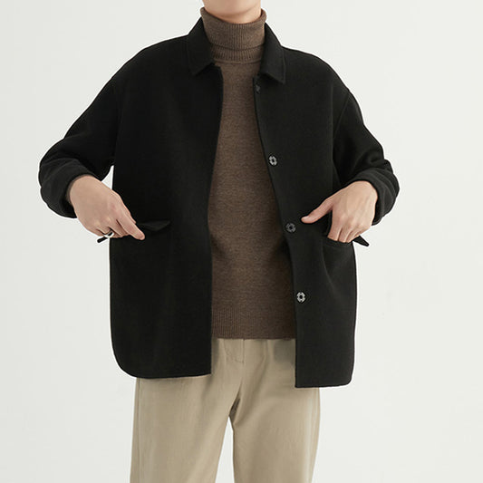 Abrigo de Lana Reversible Estilo Británico para Hombre