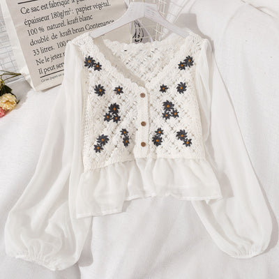 Blusa Tejida de Manga Larga Estilo Coreano con Detalles Calados para Mujer - Image 11