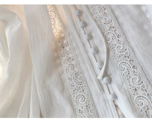 Blusa Blanca de Manga Larga Estilo Francés para Mujer - Image 15