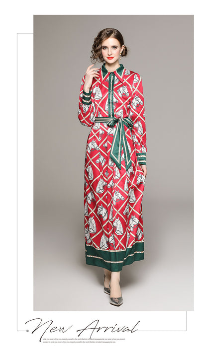 Vestido Camisero Plisado con Estampado Floral Vintage y Cinturón - Image 22