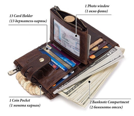 Billetera Retro de Cuero para Hombre con Múltiples Tarjetas y Protección RFID - Image 16