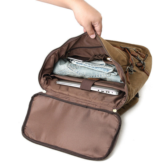 Bolsa Vintage para Laptop en Cuero y Lona - Estilo Profesional - Image 12