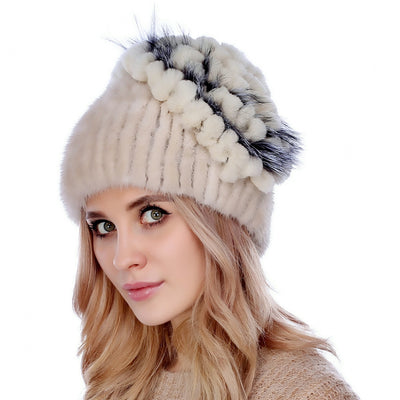 Gorro de Piel de Visón y Zorro Tejido - Colección Otoño Invierno - Image 2