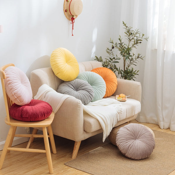 Almohada Decorativa de Terciopelo Calabaza Color Sólido Estilo Nórdico