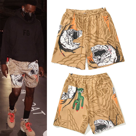 Shorts Casuales Unisex con Estampado Calavera y Cactus - Image 21
