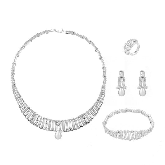 Juego de Collar y Aretes de Aleación Elegante - Conjunto de 4 Piezas - Image 8