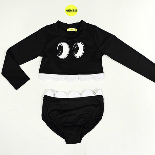 Traje de Baño Infantil Coreano Estampado con Ojos de Dibujos - Bikini Dividido Niñas - Image 2