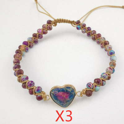 Pulsera de Piedra Emperador Rojo con Corazón de Durazno - Brazalete Trenzado de Amor - Image 10