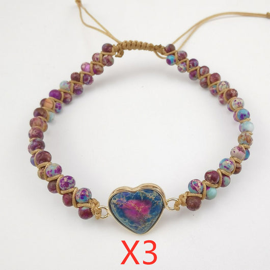 Pulsera de Piedra Emperador Rojo con Corazón de Durazno - Brazalete Trenzado de Amor - Image 10