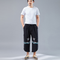 Calça Retrô Estilo Chinês com Garças Duplas - Design Literário Masculino