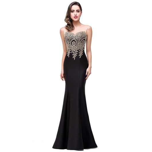 Vestido Fiesta Espalda Hueca con Apliques - Ajustado Cadera Sirena - Image 5