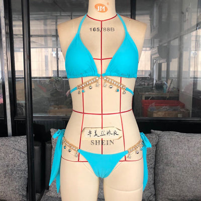 Traje de Baño Triangular con Levantamiento Push Up y Cristales Brillantes - Image 15