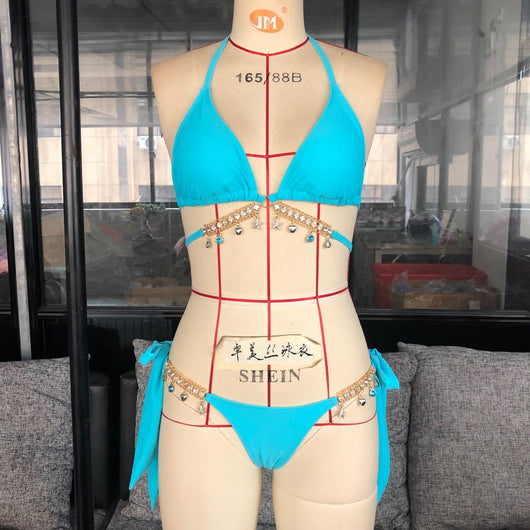 Traje de Baño Triangular con Levantamiento Push Up y Cristales Brillantes - Image 15
