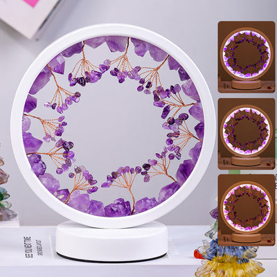 Lámpara Nocturna de Cristal Natural con Árbol Floral - Luz USB Ambiente Decorativa - Image 2