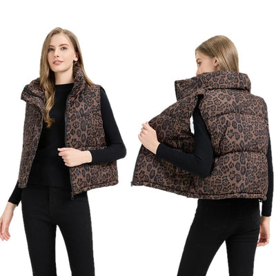 Chaleco de Algodón Estampado Leopardo con Cuello Mao - Image 5