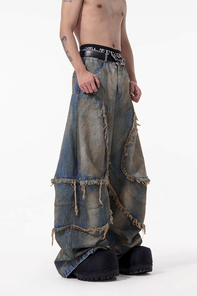 Jeans Desgastados Estilo Americano con Cortes - Image 3