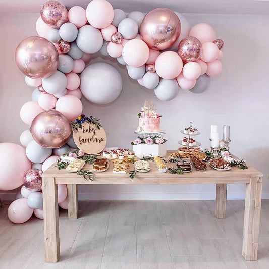 Guirnalda de Globos Macarrón Oro Rosado con Confeti para Bodas y Fiestas