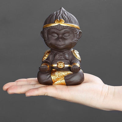 Juego de Té Kung Fu en Arcilla Púrpura con Estatua del Rey Mono - Decoración para Bandeja de Té - Image 4