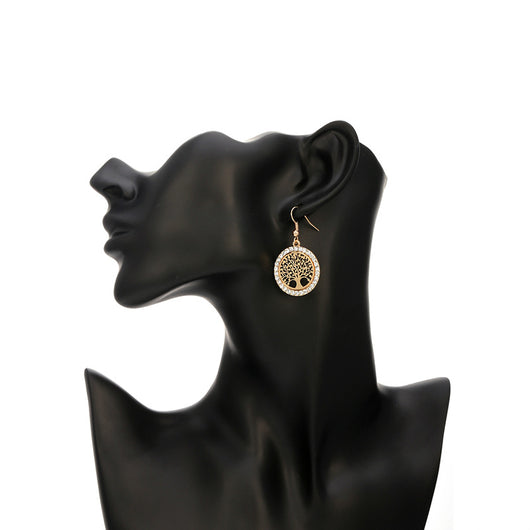 Aretes Árbol de la Vida con Ganchos de Diamante Hueco - Estilo Punk Europeo - Image 3