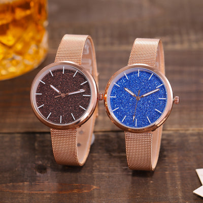 Reloj Romántico Cielo Estrellado para Mujer - Acero Dorado Rosa con Cristales - Image 7
