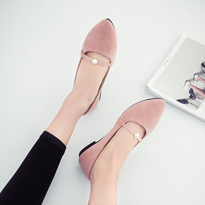 Bailarinas Puntiagudas con Detalle Perla - Zapatos Slip-on de Ante - Image 2