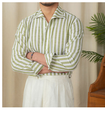 Camisa de Algodón a Rayas para Hombre - Estilo Ejecutivo Casual - Image 13