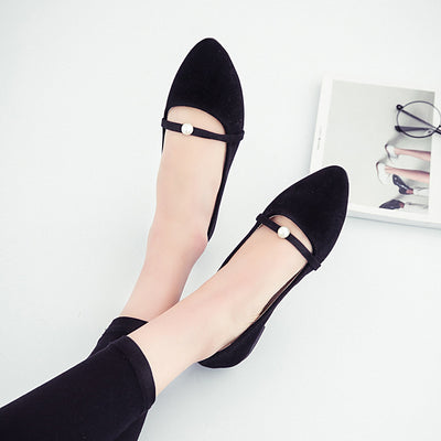 Bailarinas Puntiagudas con Detalle Perla - Zapatos Slip-on de Ante - Image 3
