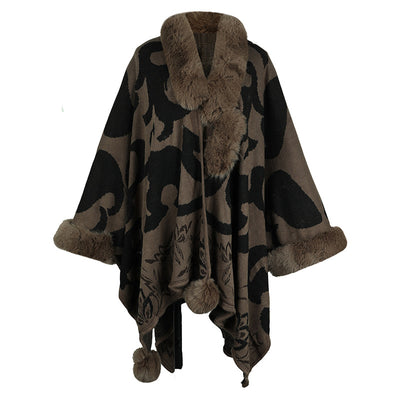 Chal Grueso Cálido con Cuello de Piel para Mujer - Image 7