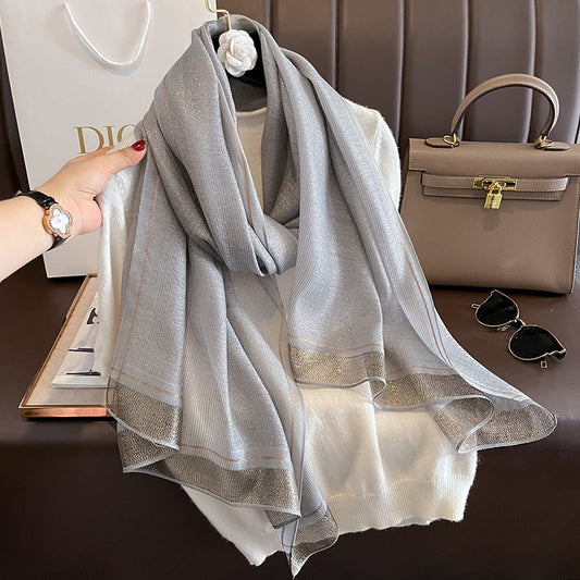 Chal de Seda Ligero para Mujer - Elegancia Sofisticada de Largo Extendido