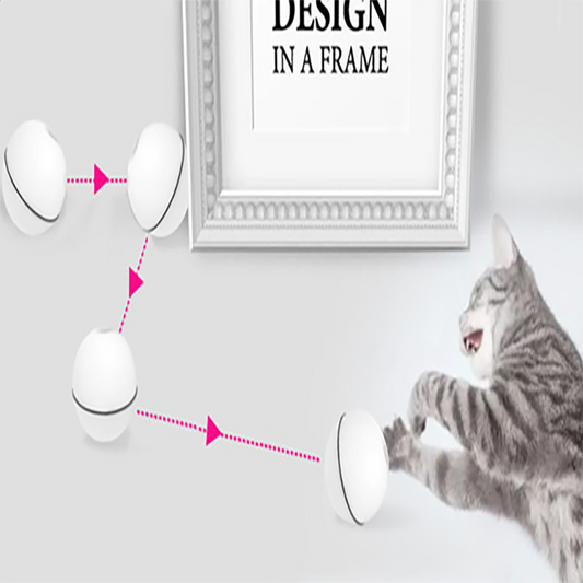 Blue LED Magic Ball pet toy for cats, packaged with batteries, measuring 6.4cm, on a white background. - Image 2