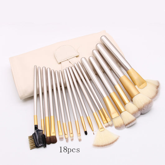 Set de Brochas de Maquillaje con Mango Champagne - 12/18/24 Piezas - Image 10