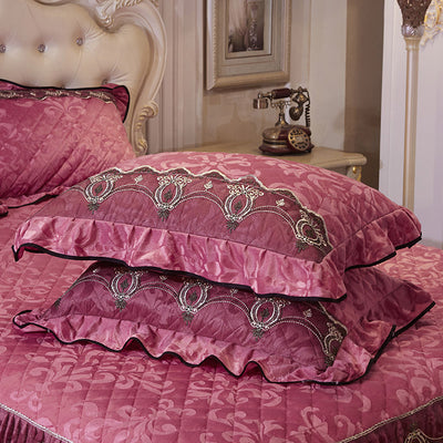 Funda de Almohada Cristal Terciopelo Acolchada con Encaje Europeo - Image 15
