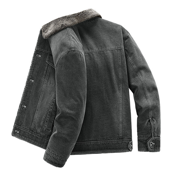 Sudadera de Mezclilla Forrada en Polar - Abrigo Grueso y Cálido para Hombre